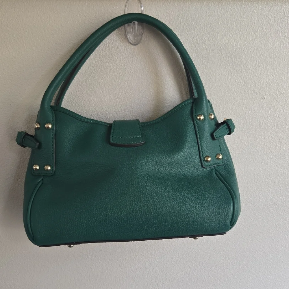 Dooney & Bourke Leaf Green Leather Shoulder Bag with Gold Accents - Picture 3 of 9